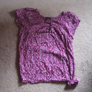 Purple and White Blouse with Pattern and Buttons!